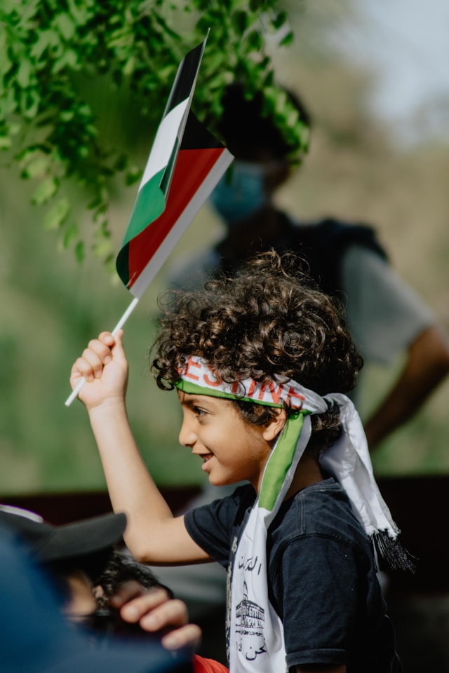 Palestinian flag in protest